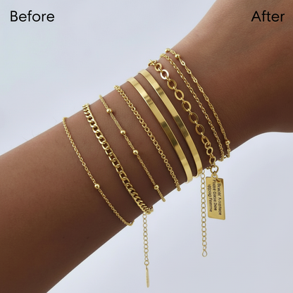 Non Tarnish Stainless Steel Bracelet Stackable for Women, Thin Herribone Chain Bracelet Waterproof Gold Plated Jewelry