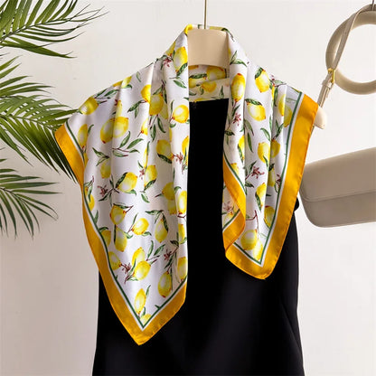 Neckerchief Female Luxury Square Scarf for Women Silk Feeling Shawl Satin Hijab Fashion Wraps Hair Bands Ribbon Headband Bandann