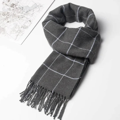 Écharpe Homme Hiver 2023 Cachemire Chaud Écharpes Décontractées Marque Designer Pashmina Foulard Pompon Châle d'Affaires