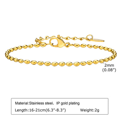Non Tarnish Stainless Steel Bracelet Stackable for Women, Thin Herribone Chain Bracelet Waterproof Gold Plated Jewelry